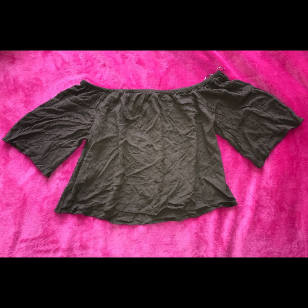 NWOT Olive Green Off Shoulder Top